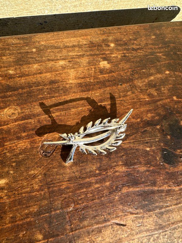 Broche Vintage Ancienne Avec Pierre Naturelle - Bijou Occasion Unique