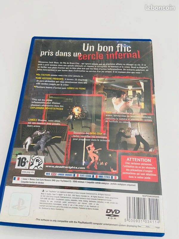 Jeu Dead To Rights Sur PS2 – Complet (boîtier, Disque, Manuel) – Bon état