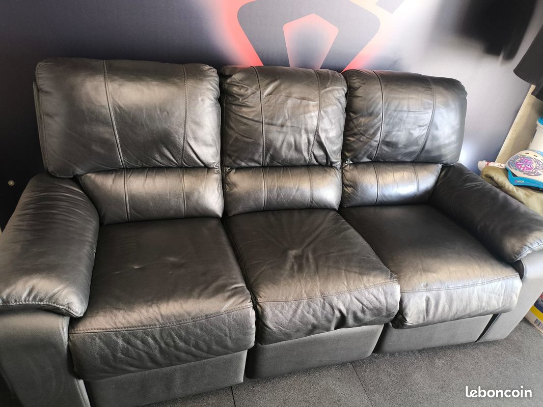 Ensemble Canape 3 places en cuir + fauteuil en cuir (image 3)