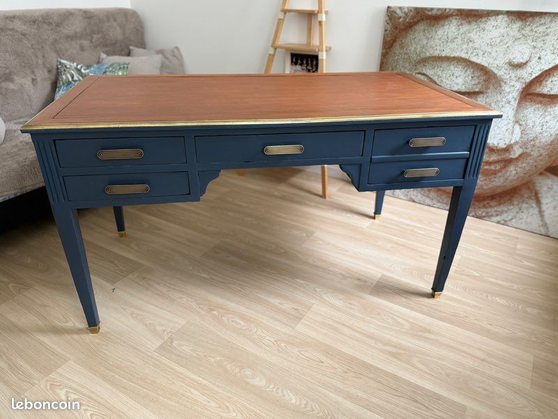 Boite de bureau en bois peinte en gris foncé avec Aigle de l