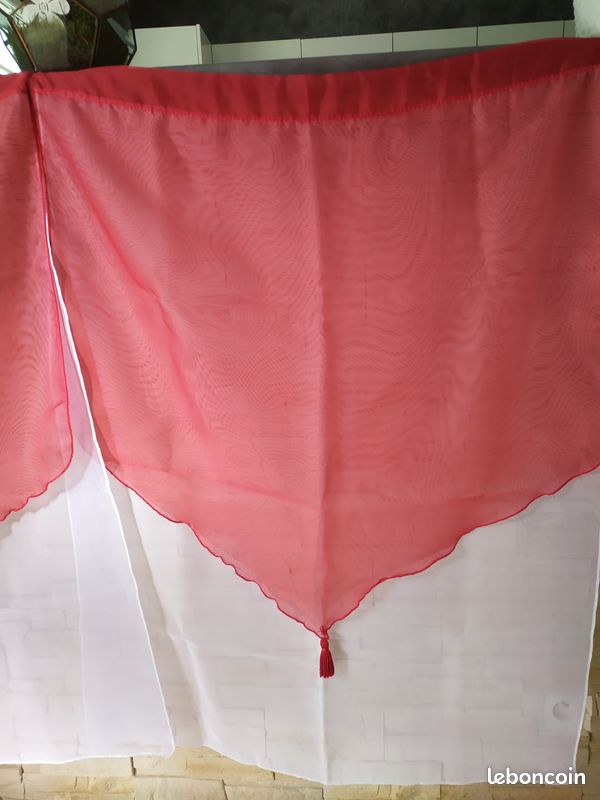 Rideau voilage blanc et rouge (image 3)