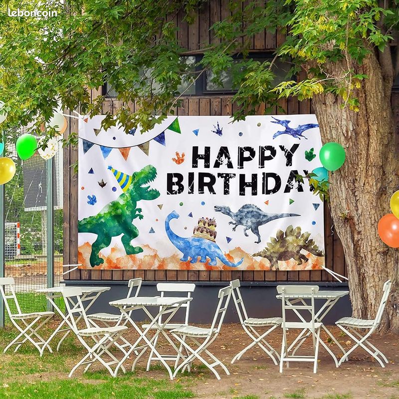 Toile fond anniversaire Dinosaures 1x1,50m Happy Birthday (image 2)