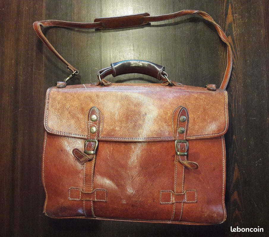 Cartable en cuir Vintage marque Katana Accessoires Bagagerie