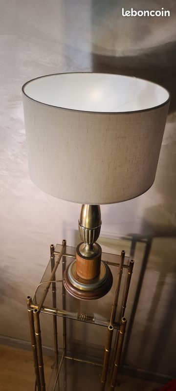 Tres grande lampe classic de luxe bronze et bois 4kg 57x28 abat jour neuf elec ok (image 5)