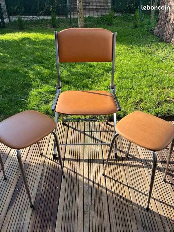 Design and Vintage Tabouret Pliable en Bambou Naturel et