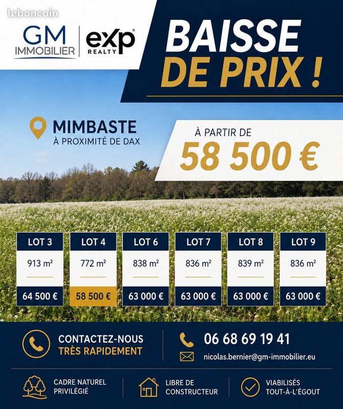Terrain 772 m² · à Dax · 772 m² · 64 500 €