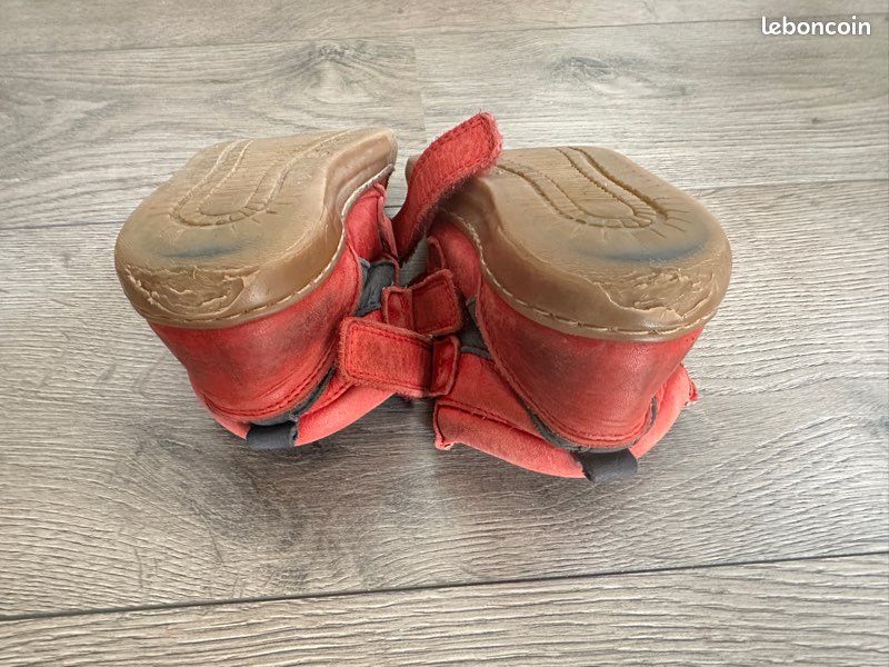 Chaussures montantes scratchs Norvik cuir rouge – 27 (image 19)