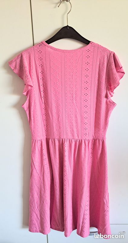 Robe Été Femme Rose Broderie Anglaise Plage Vacances (image 4)