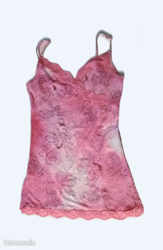 Tunique/débardeur Manoush 100% Soie Dentelle Avec Noeud - Taille M, Occasion Très Bon état
