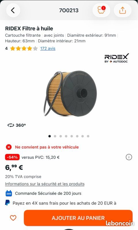 Filtre à huile Ridex (image 1)