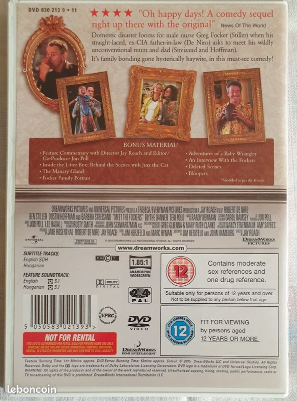 Meet the Fockers, Robert De Niro Ben Stiller Dustin Hoffman Barbra Streisand, langue anglaise VO DVD film (image 3)