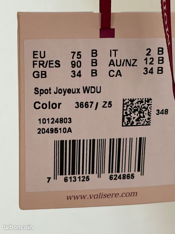 Ensemble lingerie Valisere Spot Joyeux bleu vert taille 90B 40 neuf avec étiquette (image 3)