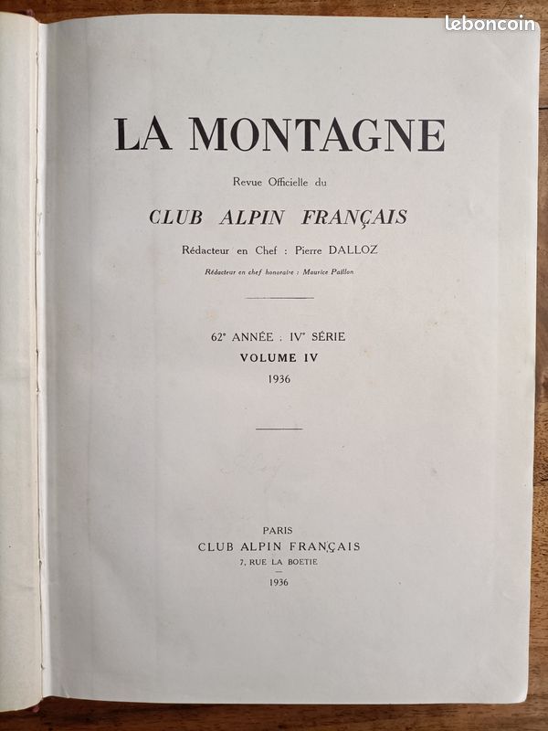 (alpinisme, pyrénéisme, spéléologie, Samivel) La MONTAGNE, revue du Club alpin français. Année 1936 complète, reliée (image 3)