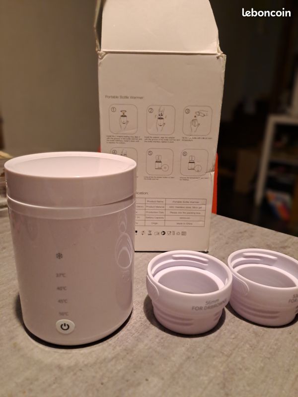 Chauffe-biberon, 4 Modes de Température, Dégivrage, Chauffe-biberon Rechargeable avec 2 Adaptateurs (image 1)