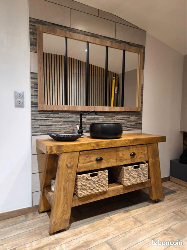 Meuble bois style établi (image 1)