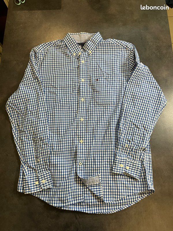 Chemise vichy bleu Tommy Hilfiger taille M (image 4)