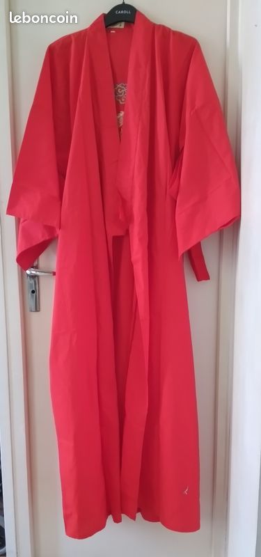 Kimono japonais coton rouge L (image 4)