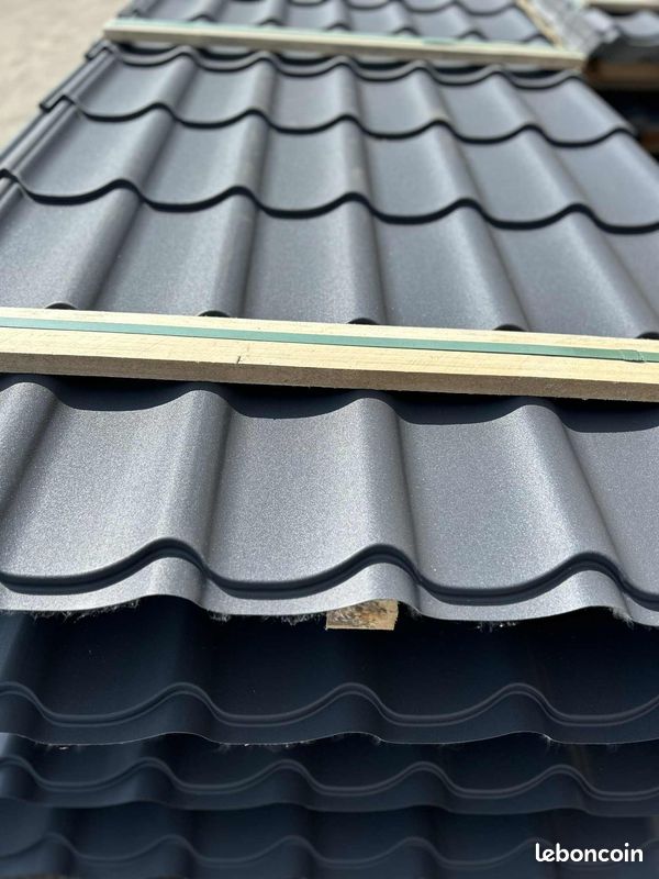 Tole immitation tuile gris anthracite 7016 top qualite tarif m2 9.90 ttc (image 1)