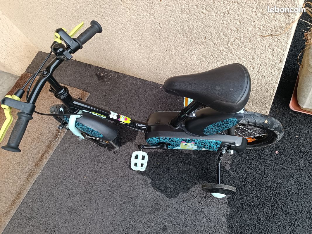 Begoniape Vélo pour enfant 16 pouces à partir de 5 à 8 ans, vert avec roues stabilisatrices amovibles, hauteur réglable pour garçons et filles