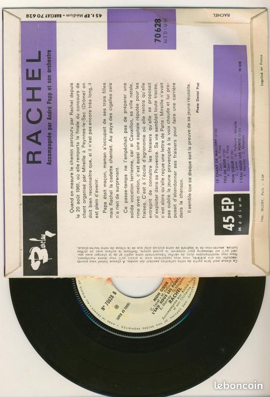 Rachel. Le chant de mallory. Barclay 70 628 (image 2)