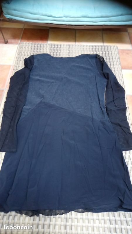 Tunique noire, viscose/voile, taille 40 (image 2)