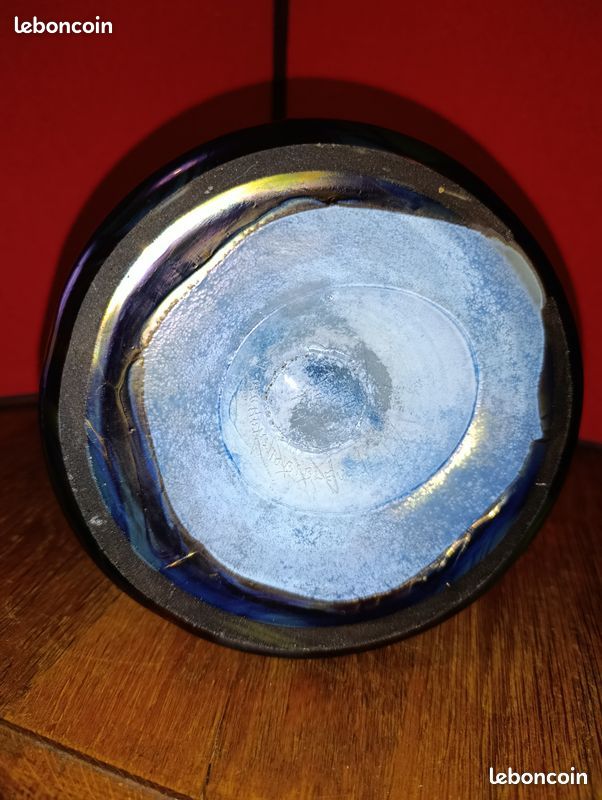 Très beau vase oignon signé par Michele LUZORO à Biot. Signé gravé et daté en masse dessous " Michele LUZORO 1992 / v. Oignon, 10 bi bleu» (image 8)
