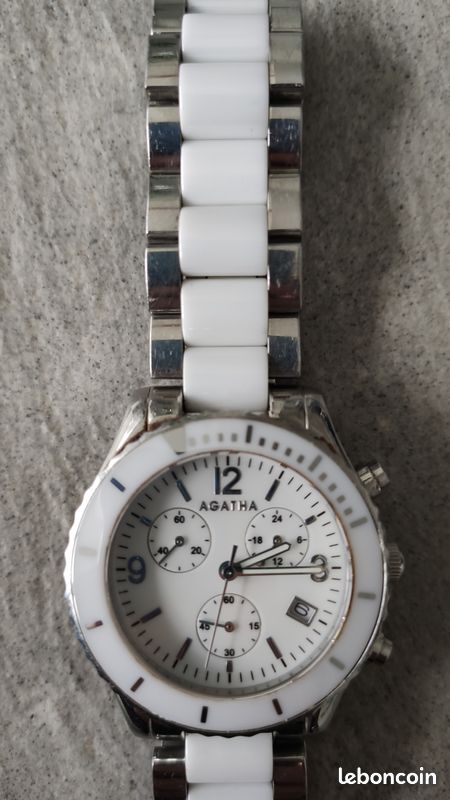 Montre Agatha Quartz Bracelet Blanc Pour Femme – Modèle V104 – Occasion élégante