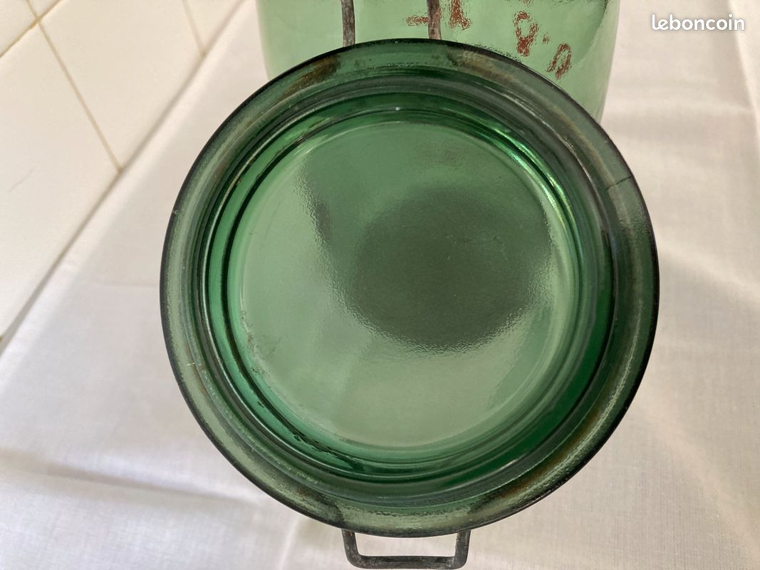 Bocal Ancien En Verre Vert L'IDEALE 1 Litre - Style Campagne - Idéal Pour Cuisine Et Déco