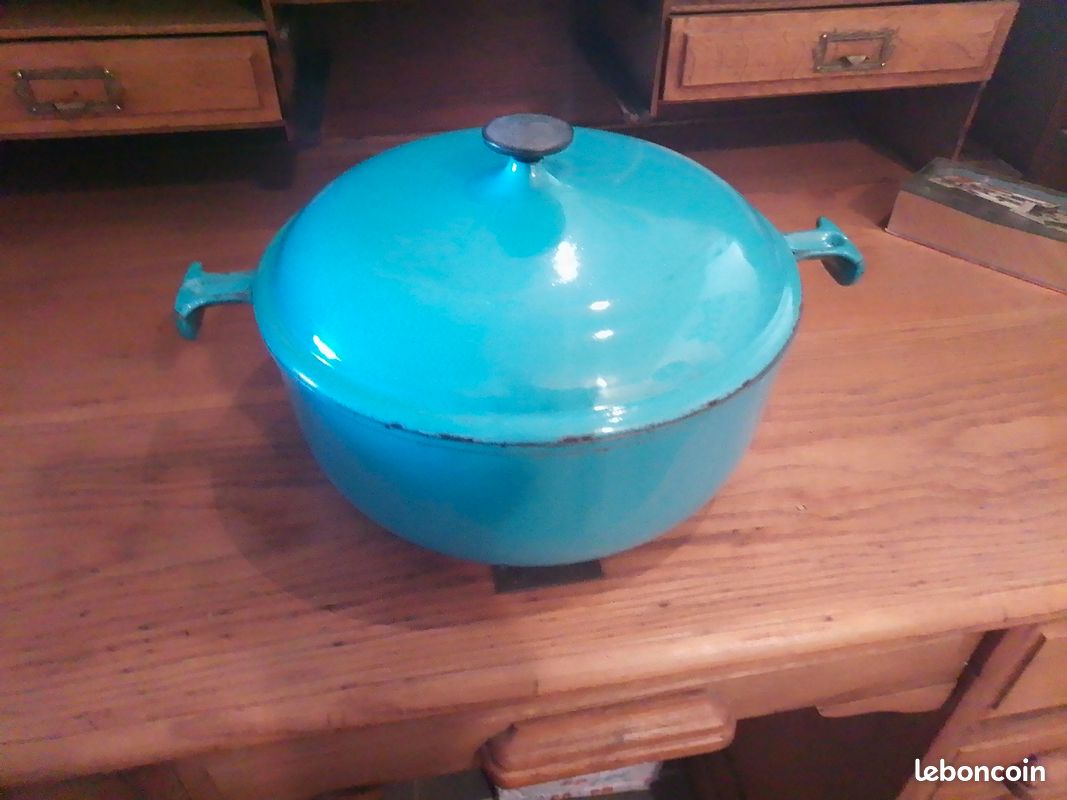 Le Creuset Cocotte 25 Cm Enzo Mari – Bleu Turquoise – Vintage Rare – Gaz Compatible