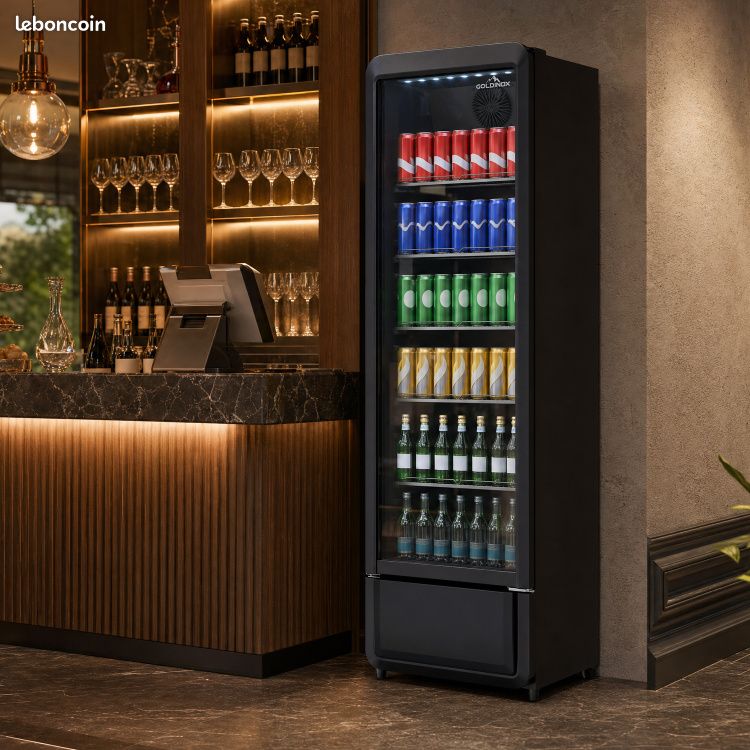 ❄️❄️STOCK ❄️❄️ Armoire à boissons 280 Litres avec roulettes à l'arrière Full Black PREMIUM - GOLDINOX (image 2)