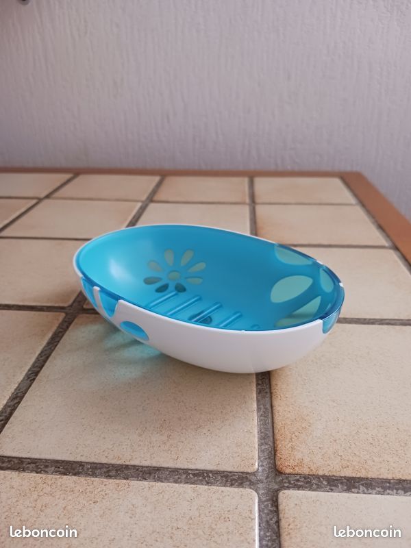 Lot De 4 Porte-savons Double Couche Avec égouttoir - Plastique Translucide (bleu, Vert, Gris, Rose) - 13x9.8x2.5cm