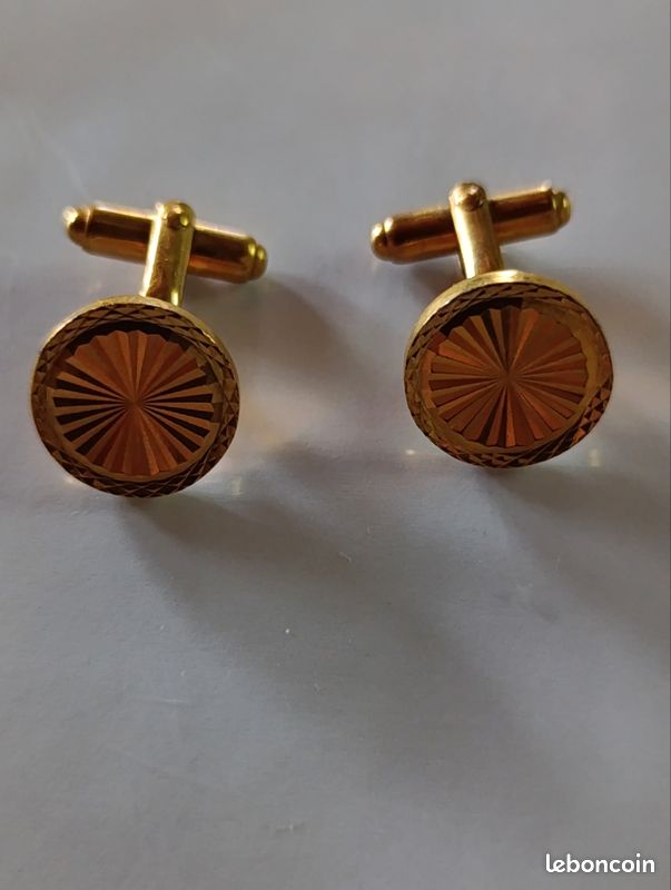 Boutons De Manchette Art Déco - Plaqué Or 18k (750) - Occasion