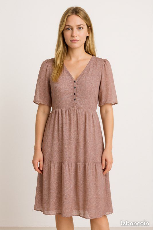 Robe Maison 123 (1.2.3) Taille 38 - Violet/bordeaux, En Polyester, Style Fourreau, Occasion Bon état