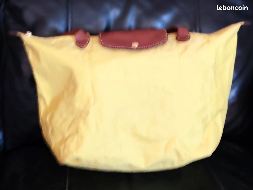 Beau sac Longchamp authentique pliage jaune taille L (image 1)