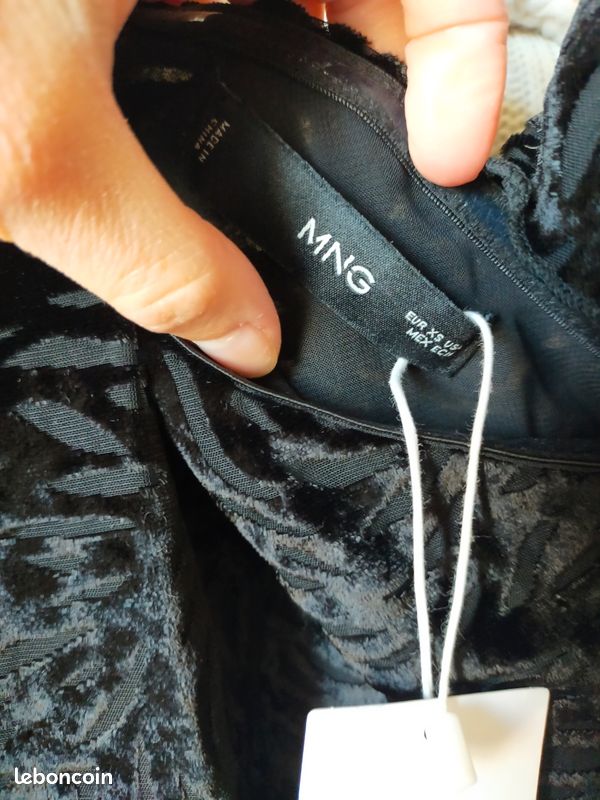 Haut habillé transparent velour noir femme Mango XS / S Neuf avec étiquettes (image 12)