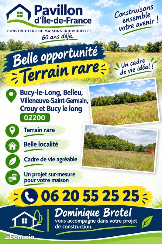 Terrain à bâtir de 1310 m² à BUCY-LE-LONG (02) · 75 000 €