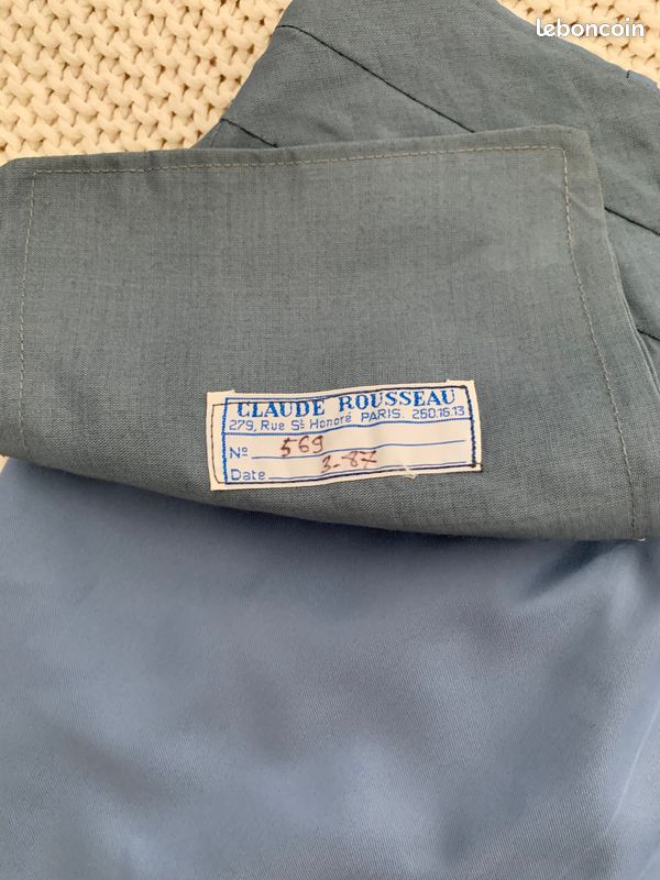 Pantalon Claude Rousseau Bleu Ciel Laine Fine Grande Mesure Bespoke - Taille W40/50L (image 2)