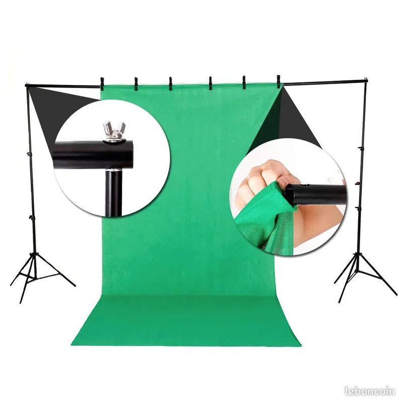 équipement Photographie Support Toile De Fond Réglable EMART 2,6x3m - Avec Pinces Et Sacs De Sable Pour Photo/Video Arrière-plan Ajustable Photo