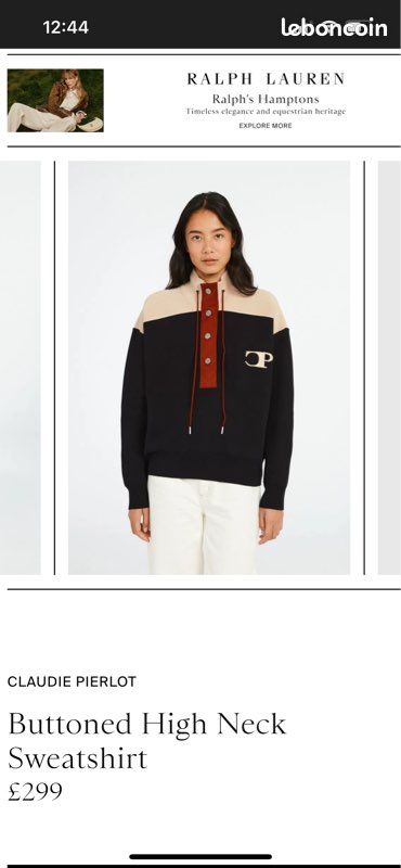 Sweat CLAUDIE PIERLOT Gris - Taille 3 (40/42) - Très Bon état Occasion