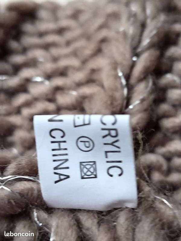 Bonnet marron fils argentés (image 6)
