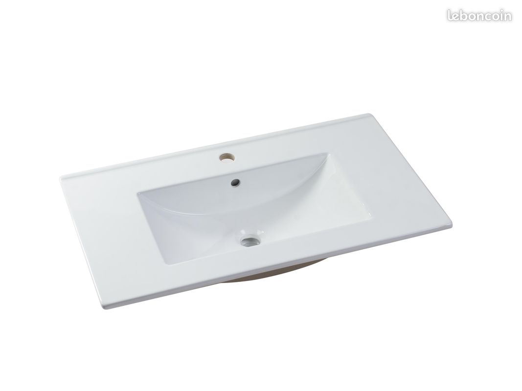 Vasque à encastrer blanche rectangle en céramique - 81 x 46,5 cm – 60 (image 1)