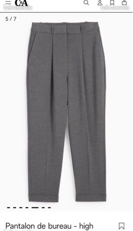 Pantalon à Pinces Satiné Gris HIGH USE - Taille 34 (FR 32) - Ex-Girbaud - Neuf Avec étiquettes