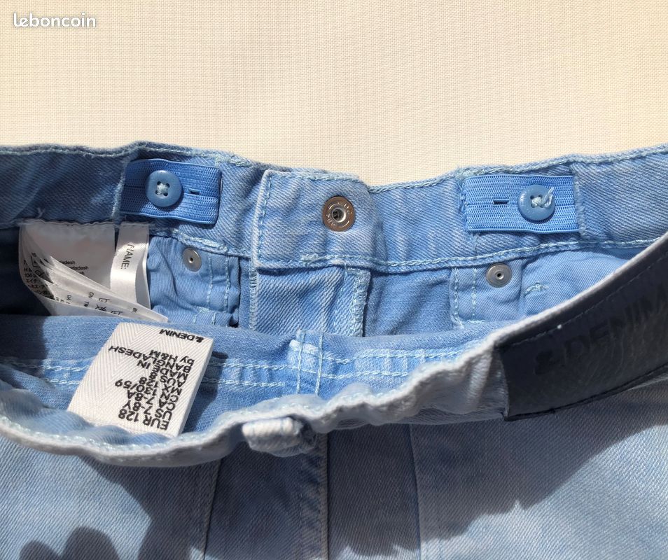 Short enfant garçon H&M Jean Bleu clair Taille 7-8 ans NEUF