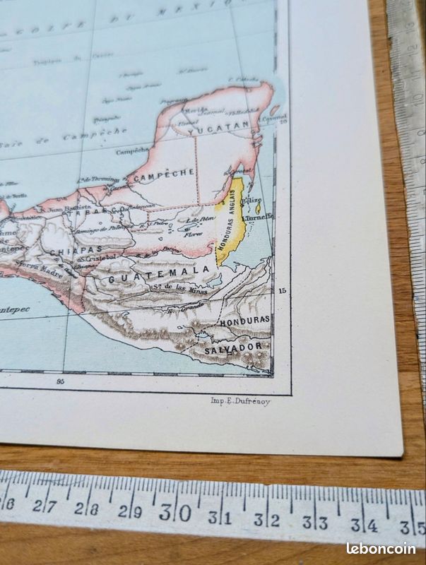 Mexique, carte d'époque, 1887, Authentique (image 11)
