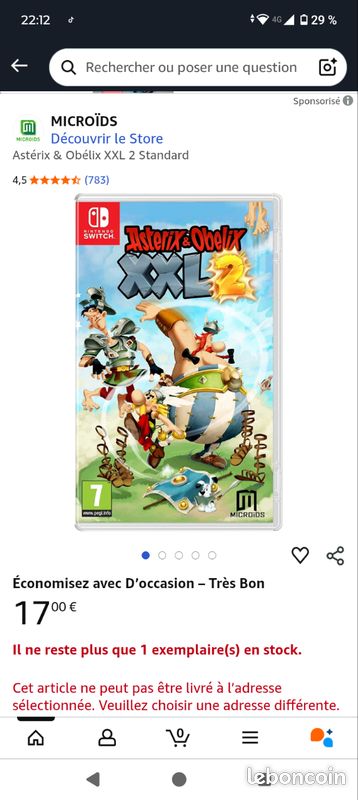 JEU NINTENDO SWITCH NEUF SCELLÉ ASTERIX ET OBELIX XXL ROMASTERED