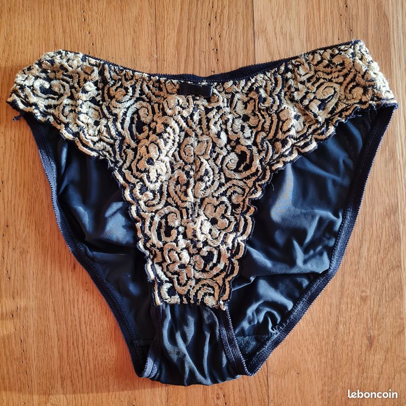 Soutien gorge + culotte - Marque EMOTION - Coloris or et noir (image 5)
