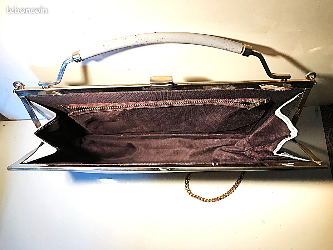 Sac Pochette Vintage En Daim Noir - Marque Le Coupe-Papier - Surréaliste - Fait Main France