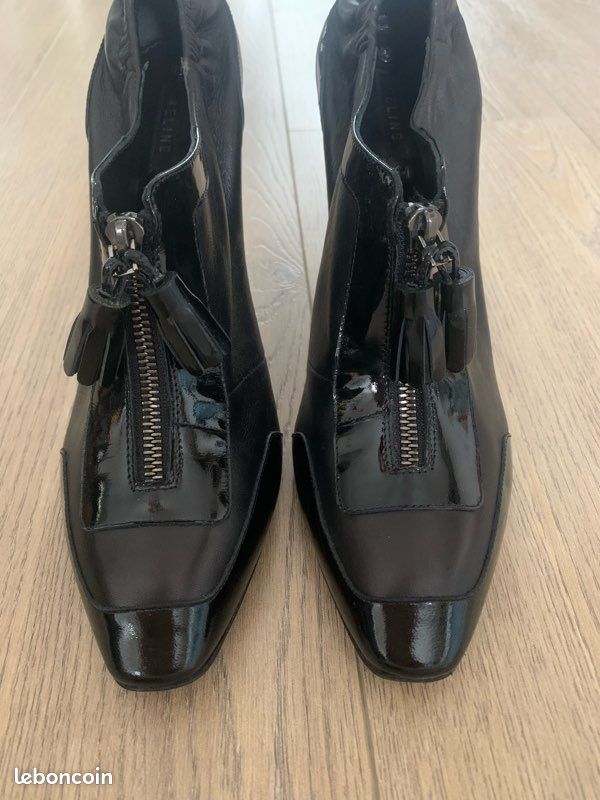Low boots noires en cuir CÉLINE (image 8)