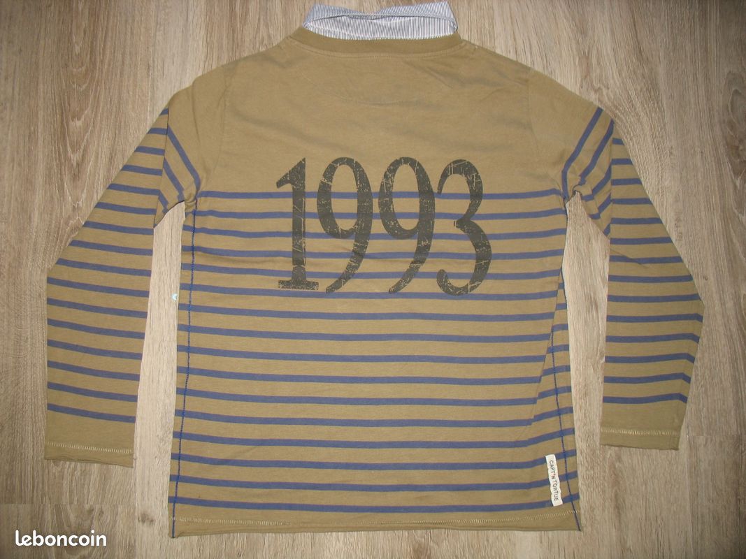 POLO ML KAKI RAYÉ BLEU GARÇON 