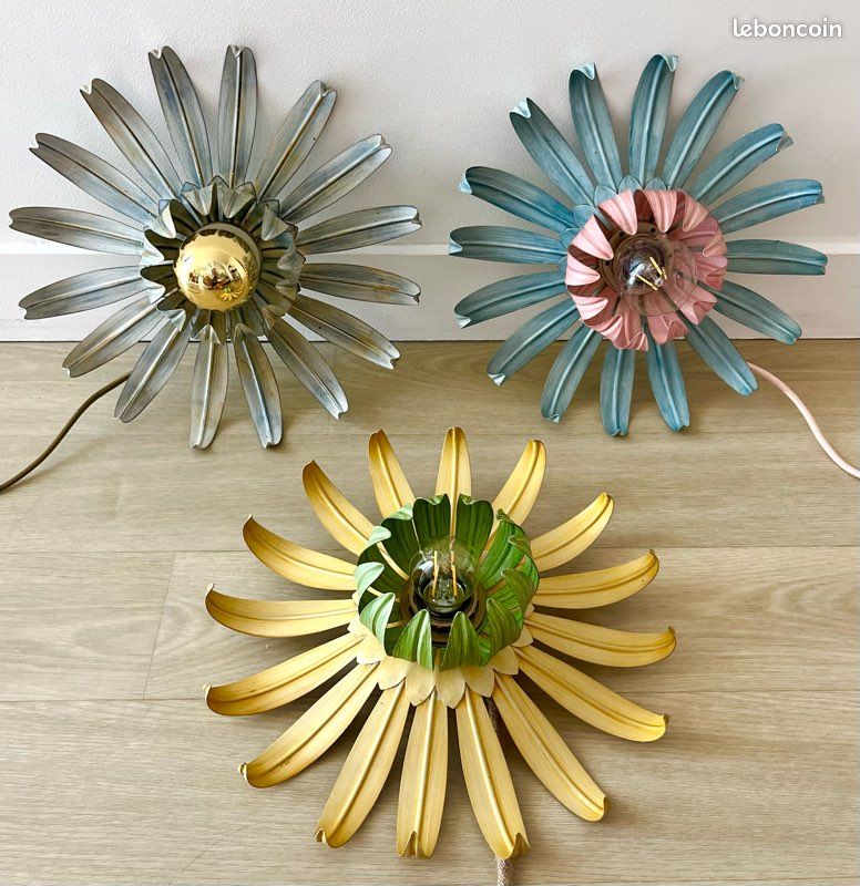 Applique murale en forme de fleur/suspension Art déco/luminaire original en métal, vintage et tendance (image 8)